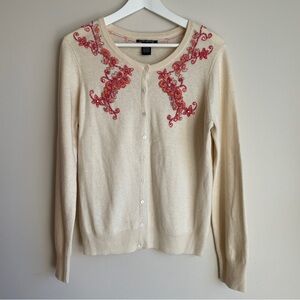 Lucky Brand Embroidered Wool Cardigan Sweater